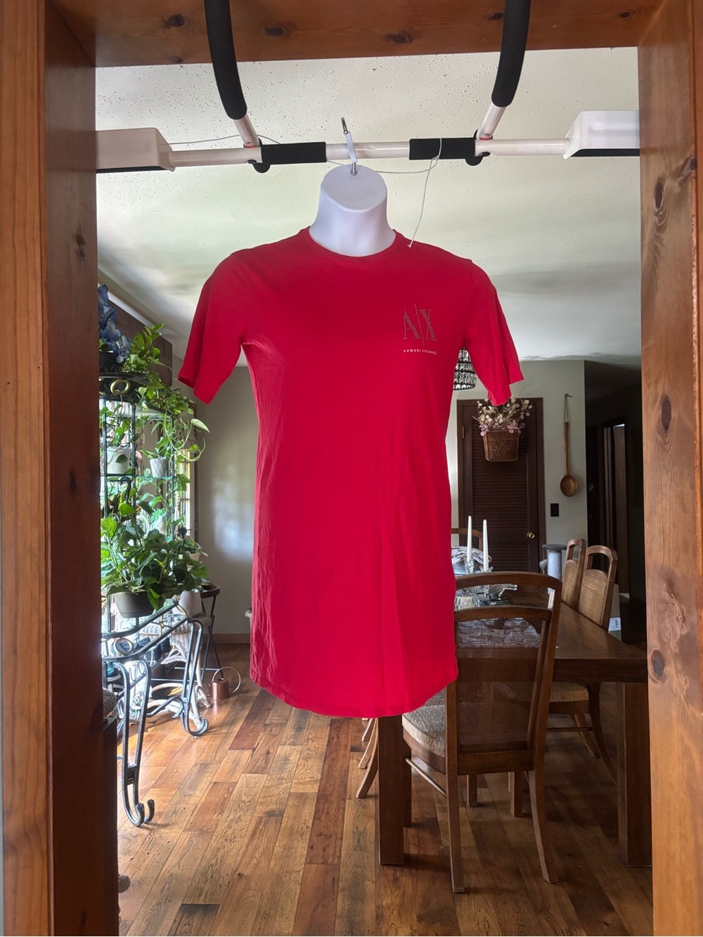 A|X Armani Exchange Women’s Red Logo Crew Neck T-Shirt Dress Size XS